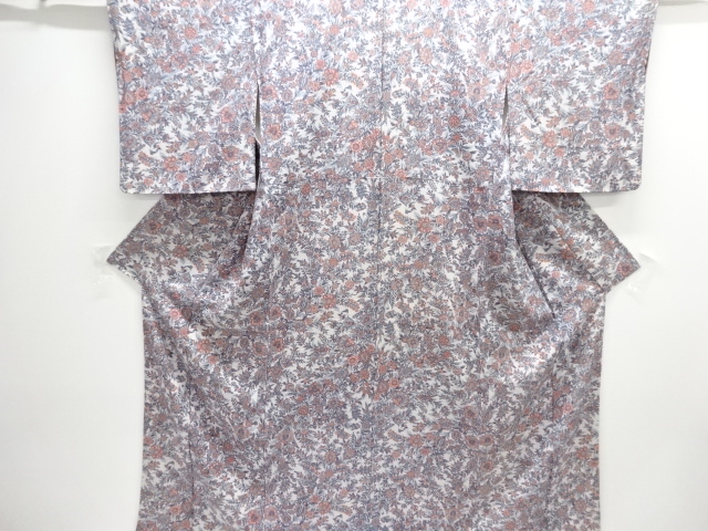 JAPANESE KIMONO / KOMON / CHIRIMEN / FLORAL SARASA